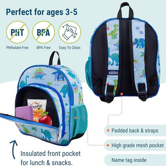Wildkin 12-Inch Kids Backpack for Boys & Girls Perfect for Daycare and Preschool - Picture 4 of 7